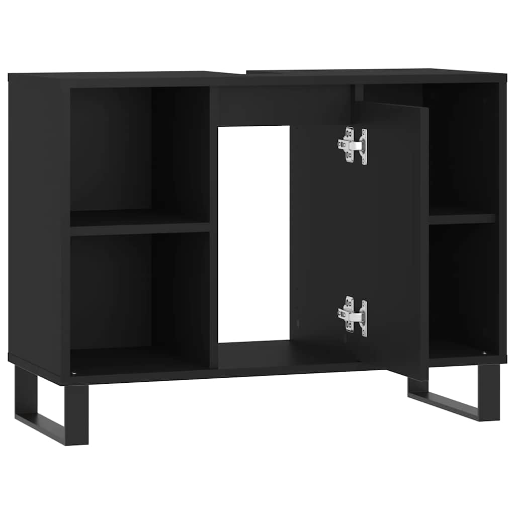 Baderomsskap Svart 80X33X60 Cm Konstruert Tre