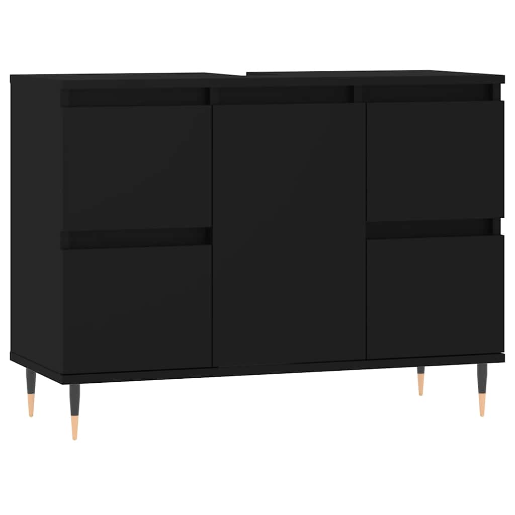 Baderomsskap Svart 80X33X60 Cm Konstruert Tre