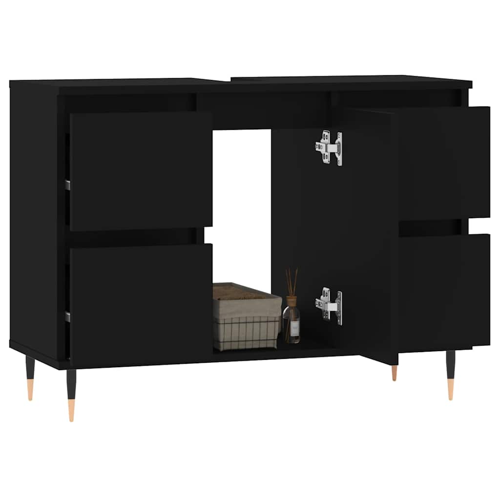 Baderomsskap Svart 80X33X60 Cm Konstruert Tre