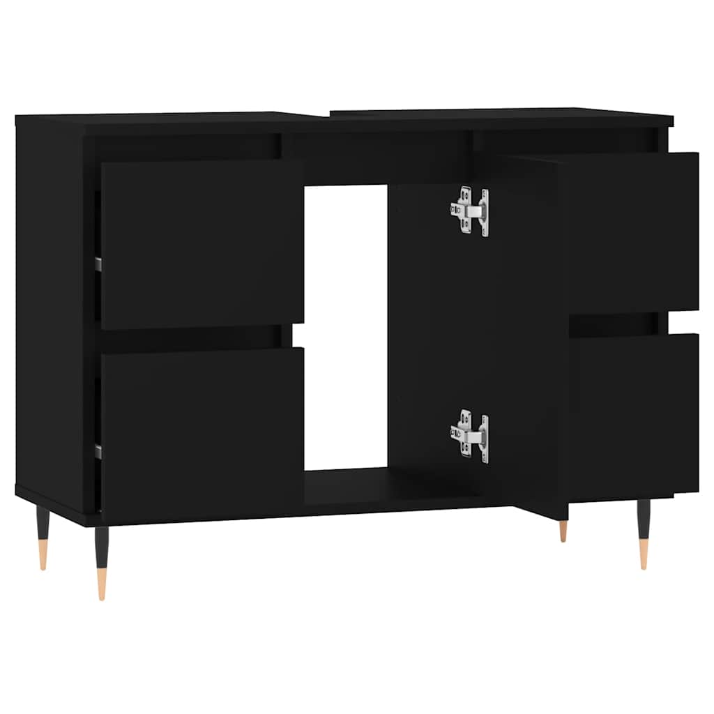 Baderomsskap Svart 80X33X60 Cm Konstruert Tre