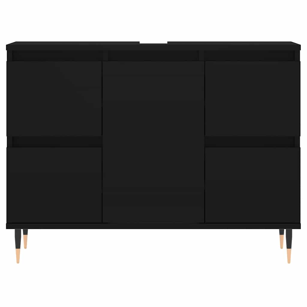 Baderomsskap Svart 80X33X60 Cm Konstruert Tre