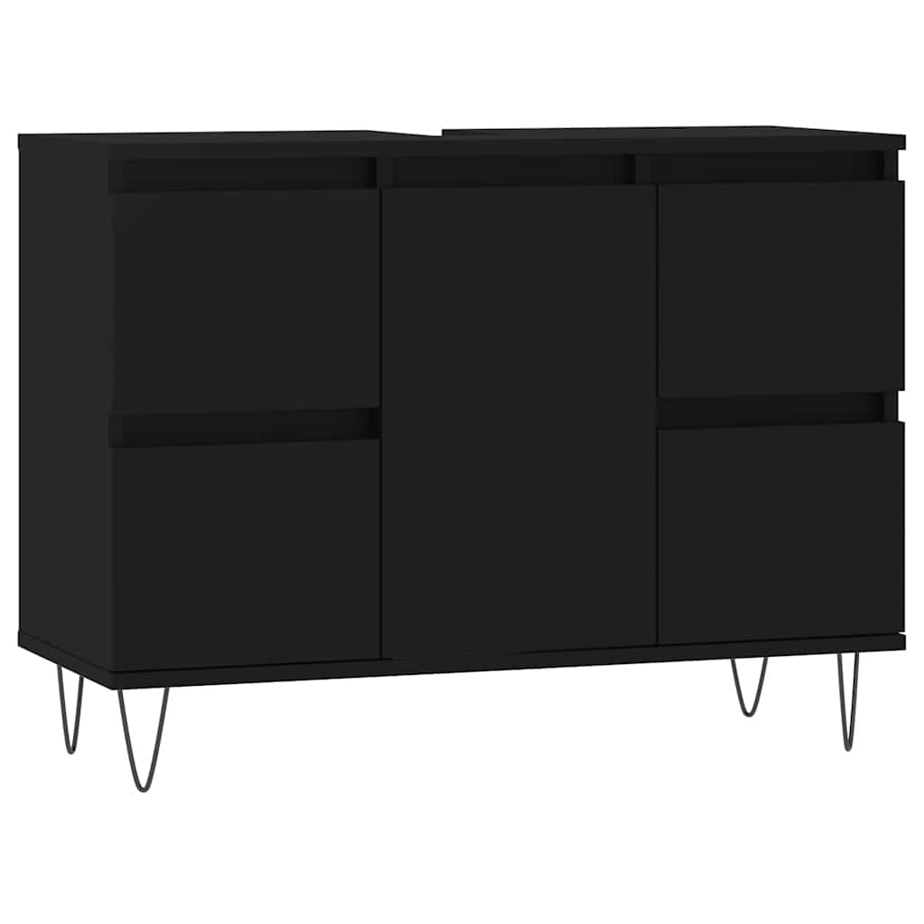 Baderomsskap Svart 80X33X60 Cm Konstruert Tre