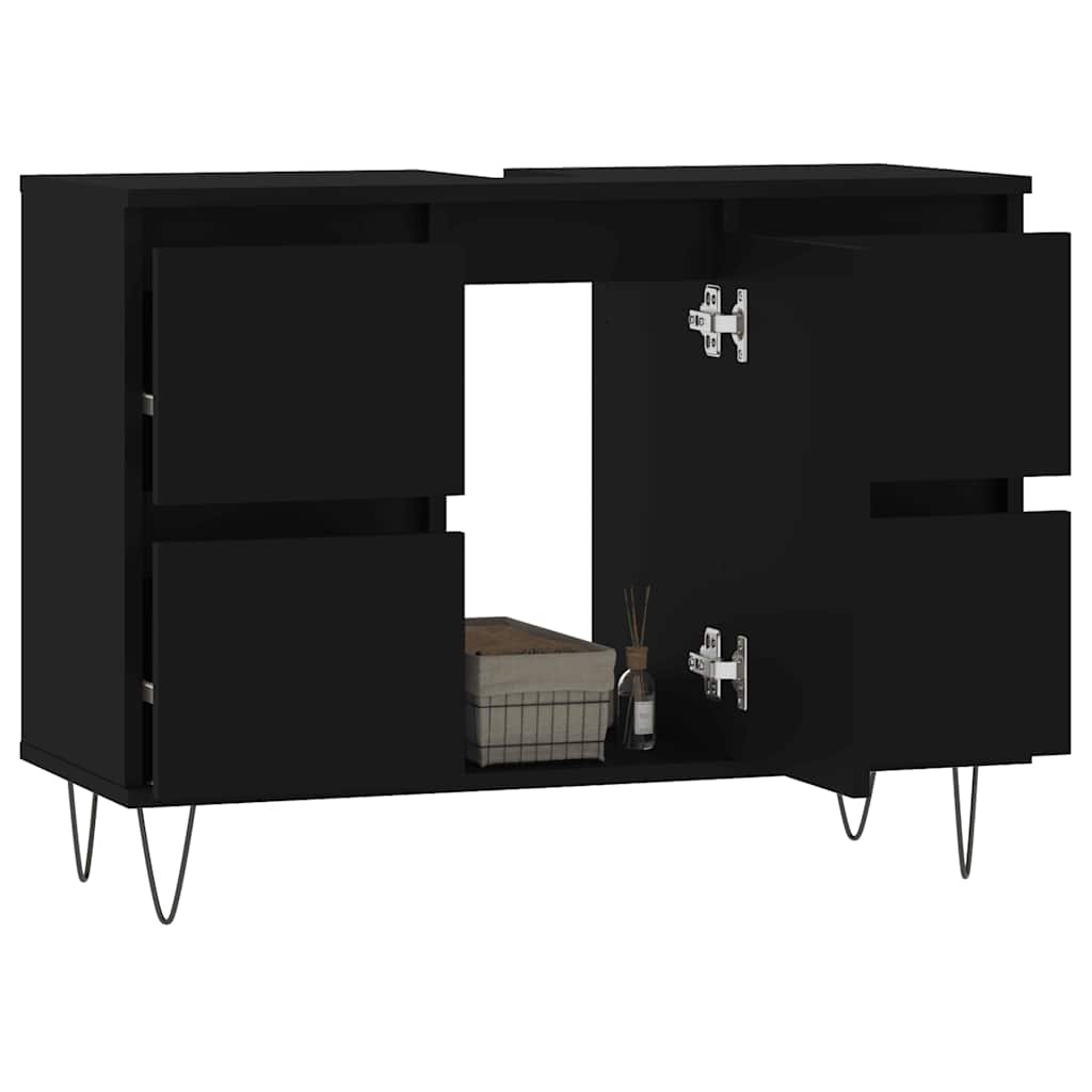 Baderomsskap Svart 80X33X60 Cm Konstruert Tre