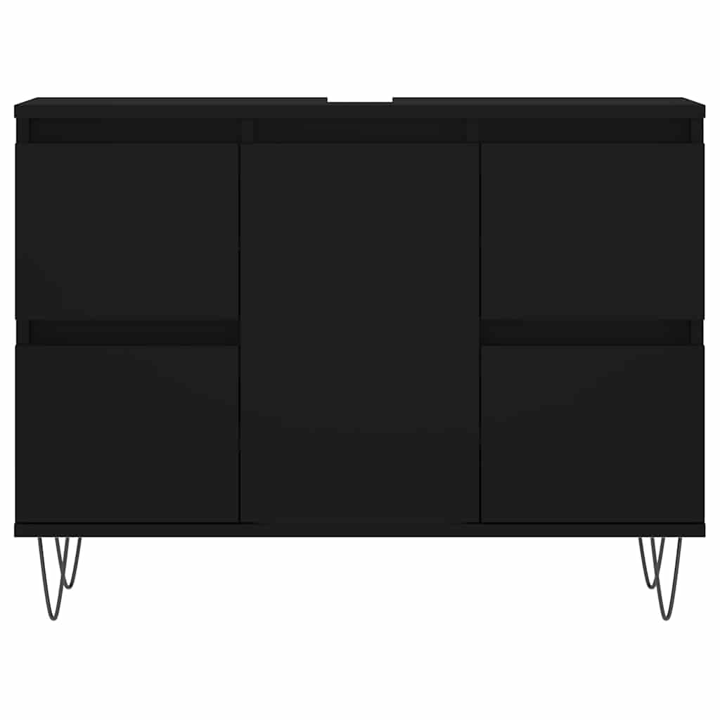 Baderomsskap Svart 80X33X60 Cm Konstruert Tre