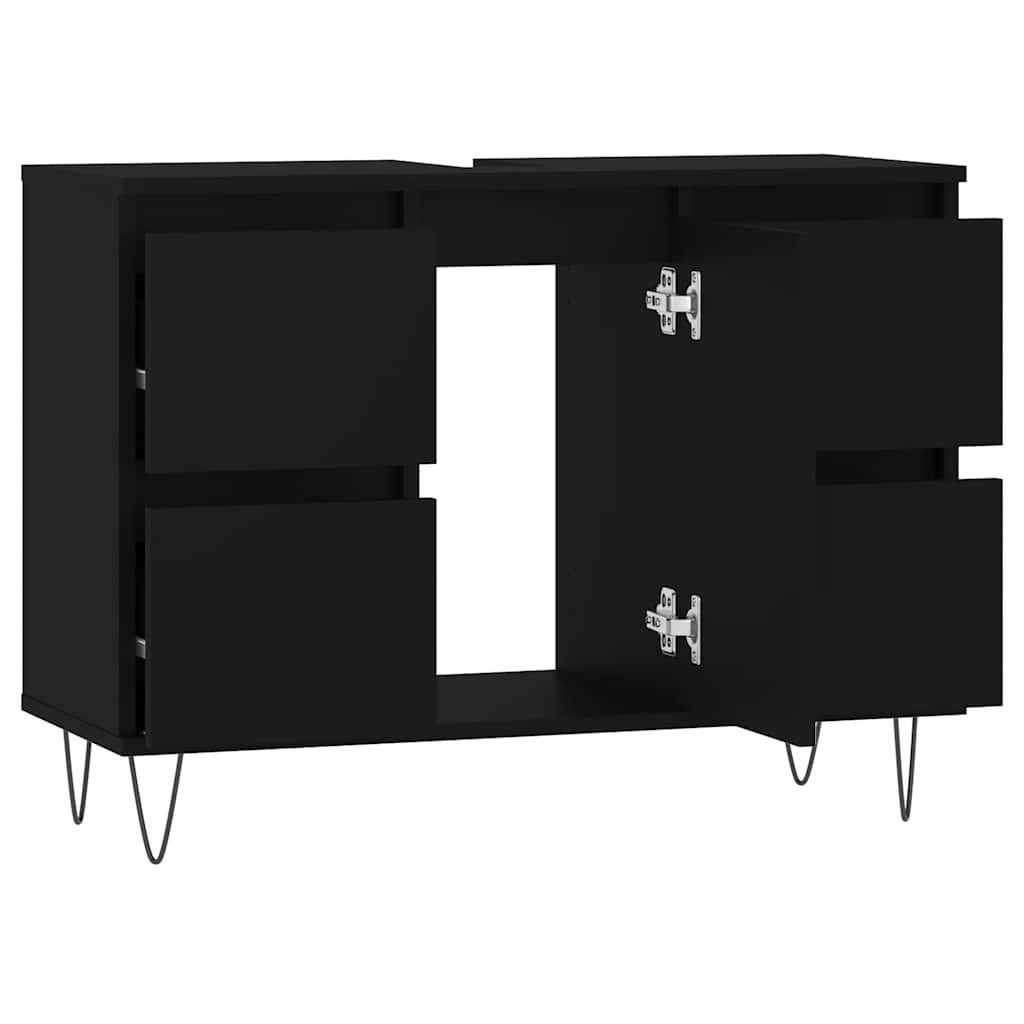 Baderomsskap Svart 80X33X60 Cm Konstruert Tre