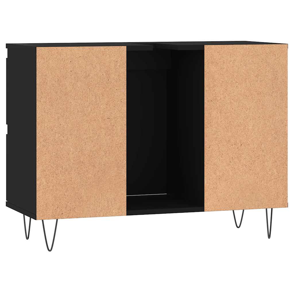 Baderomsskap Svart 80X33X60 Cm Konstruert Tre