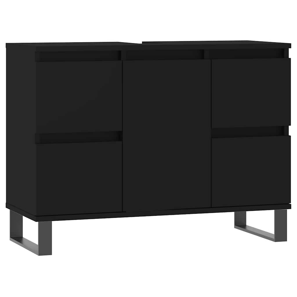 Baderomsskap Svart 80X33X60 Cm Konstruert Tre