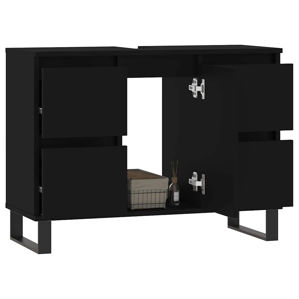 Baderomsskap Svart 80X33X60 Cm Konstruert Tre