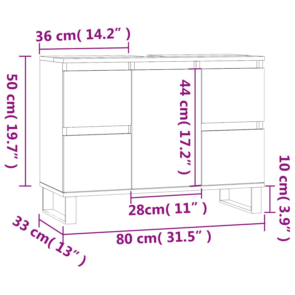 Baderomsskap Svart 80X33X60 Cm Konstruert Tre