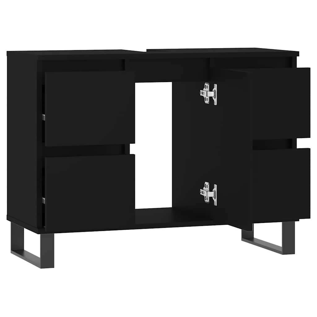 Baderomsskap Svart 80X33X60 Cm Konstruert Tre