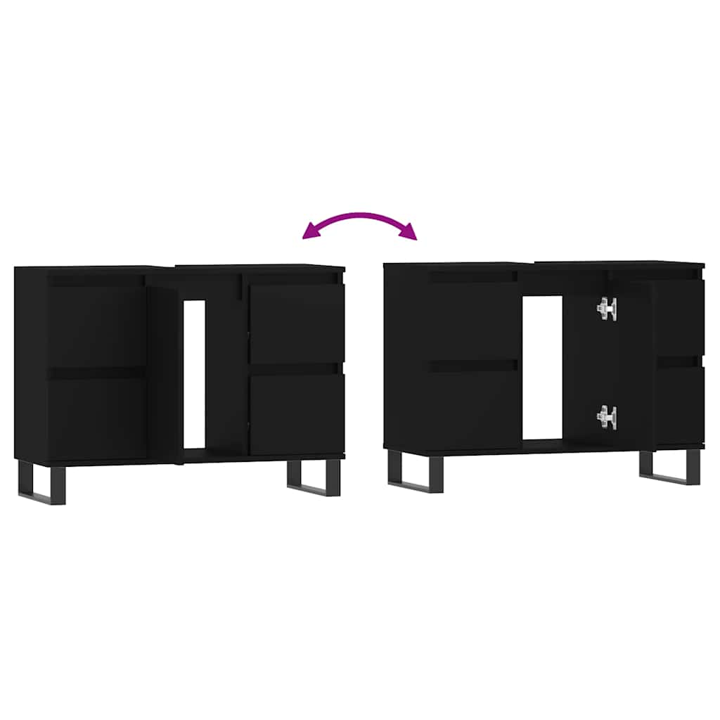 Baderomsskap Svart 80X33X60 Cm Konstruert Tre