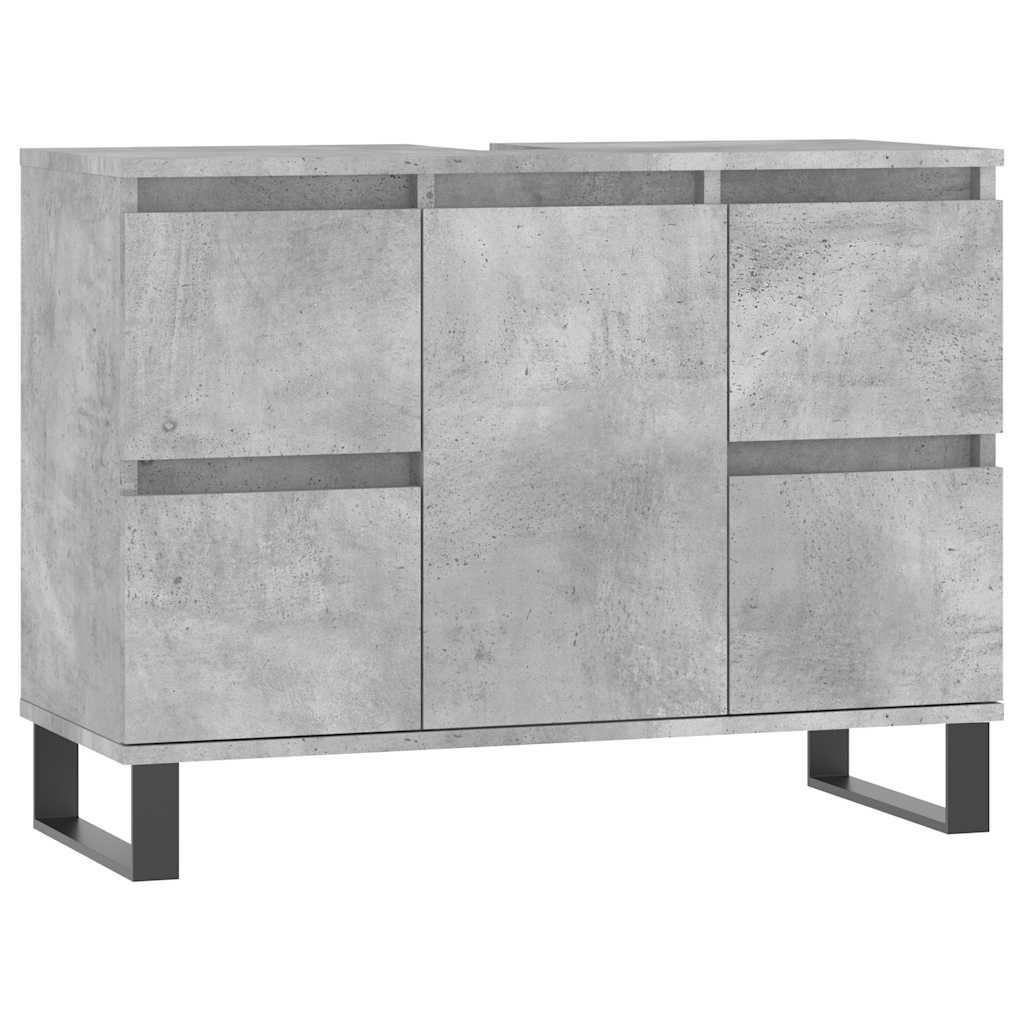 Baderomsskap Betonggrå 80X33X60 Cm Konstruert Tre