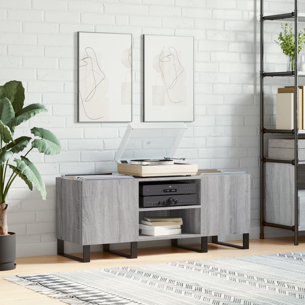 Hifi-Benk Grå Sonoma 121X38X48 Cm Konstruert Tre