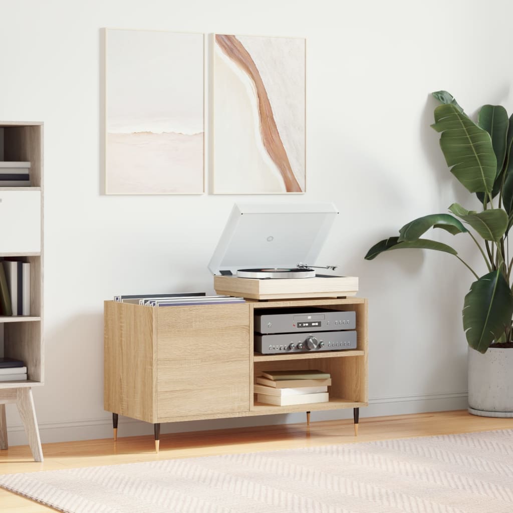 Hifi-Benk Sonoma Eik 85X38X48 Cm Konstruert Tre