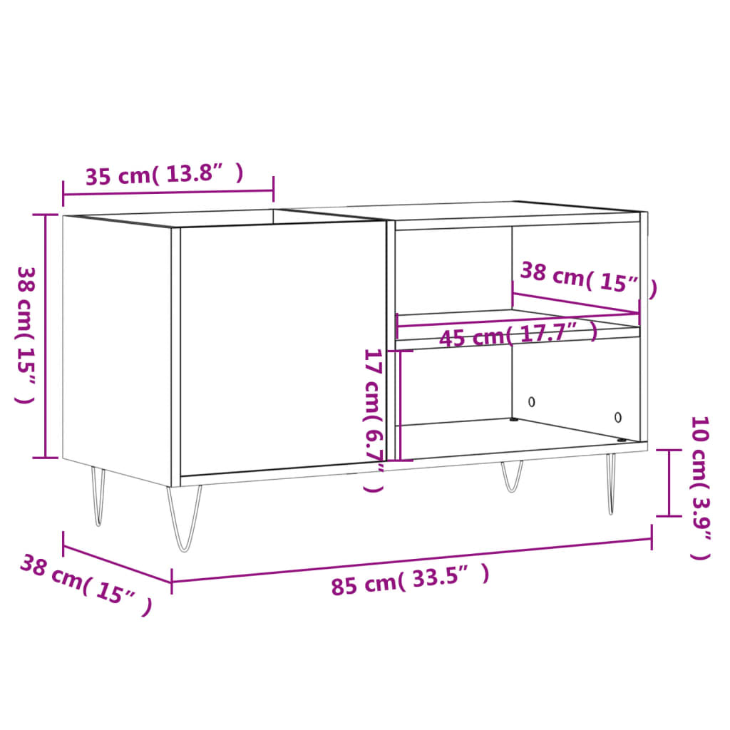 Hifi-Benk Sonoma Eik 85X38X48 Cm Konstruert Tre