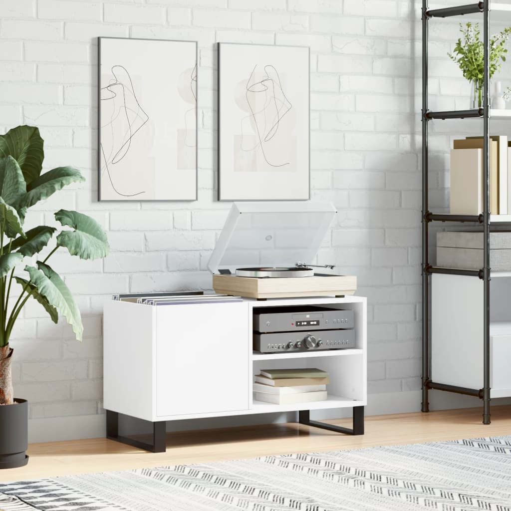 Hifi-Benk Hvit 85X38X48 Cm Konstruert Tre