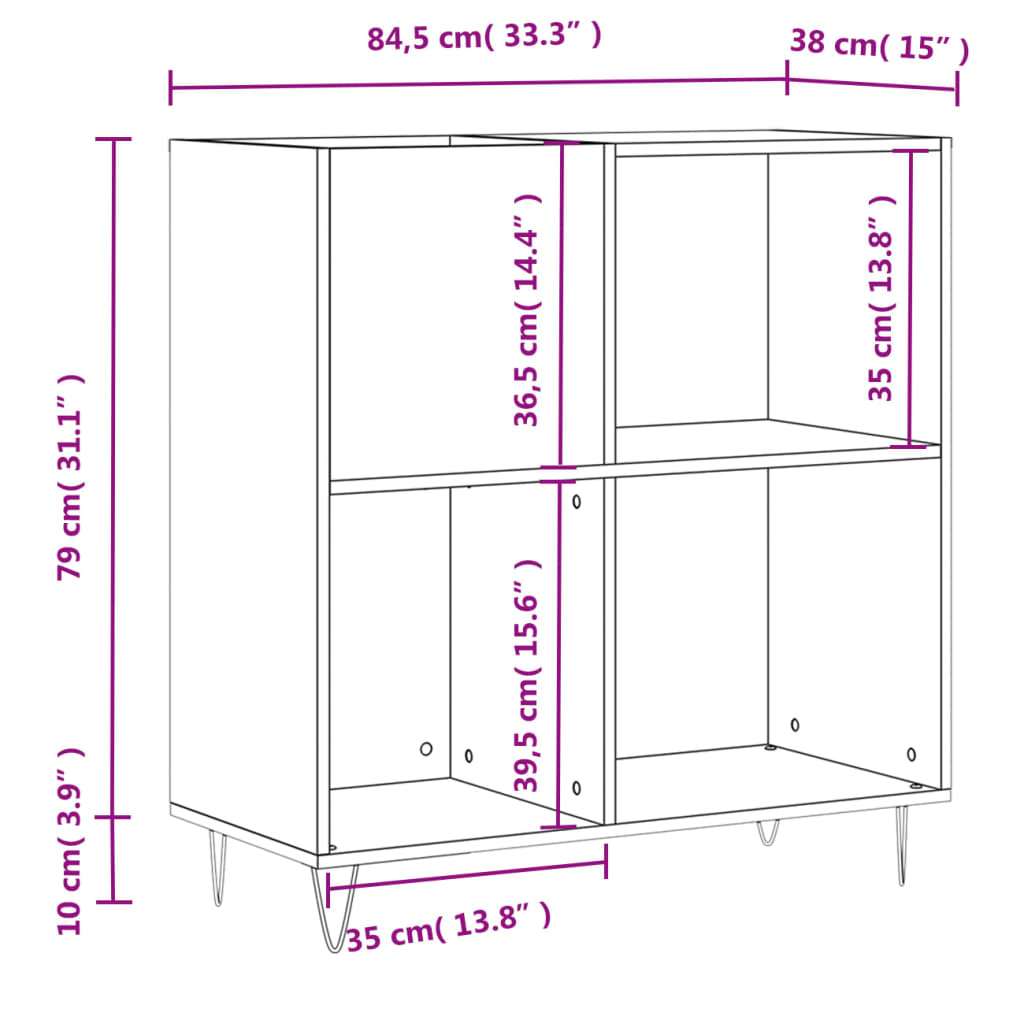 Hifi-Benk Røkt Eik 84,5X38X89 Cm Konstruert Tre