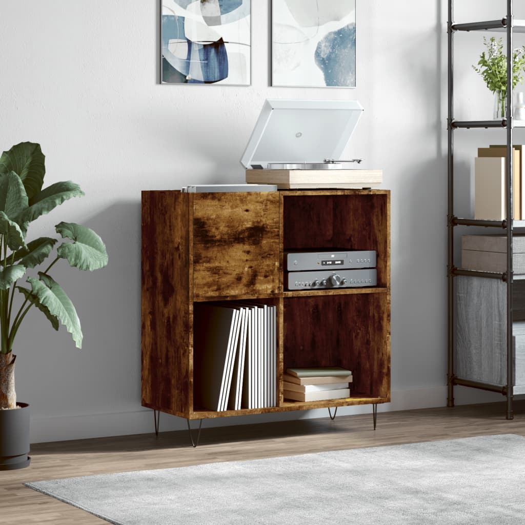 Hifi-Benk Røkt Eik 84,5X38X89 Cm Konstruert Tre