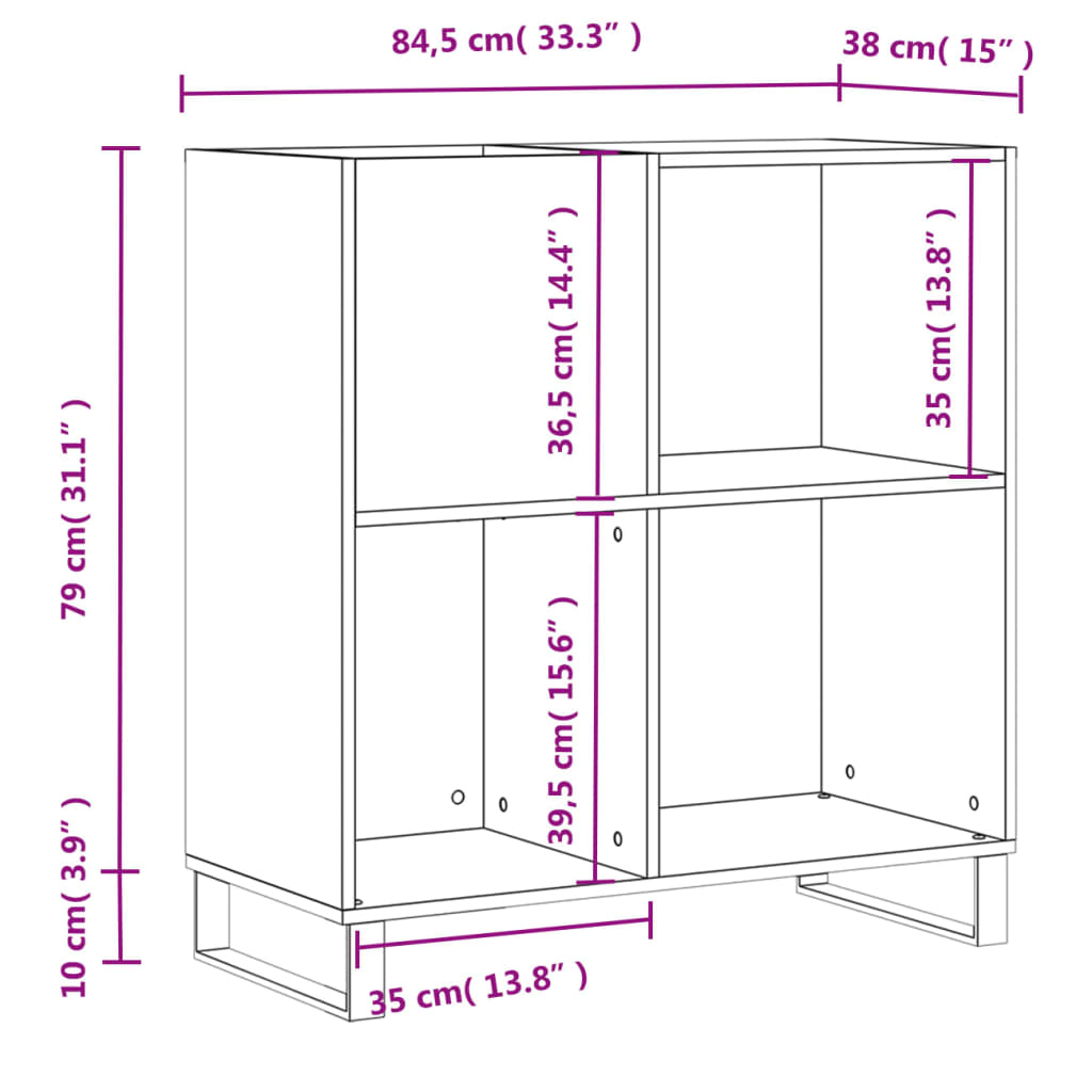 Hifi-Benk Svart 84,5X38X89 Cm Konstruert Tre
