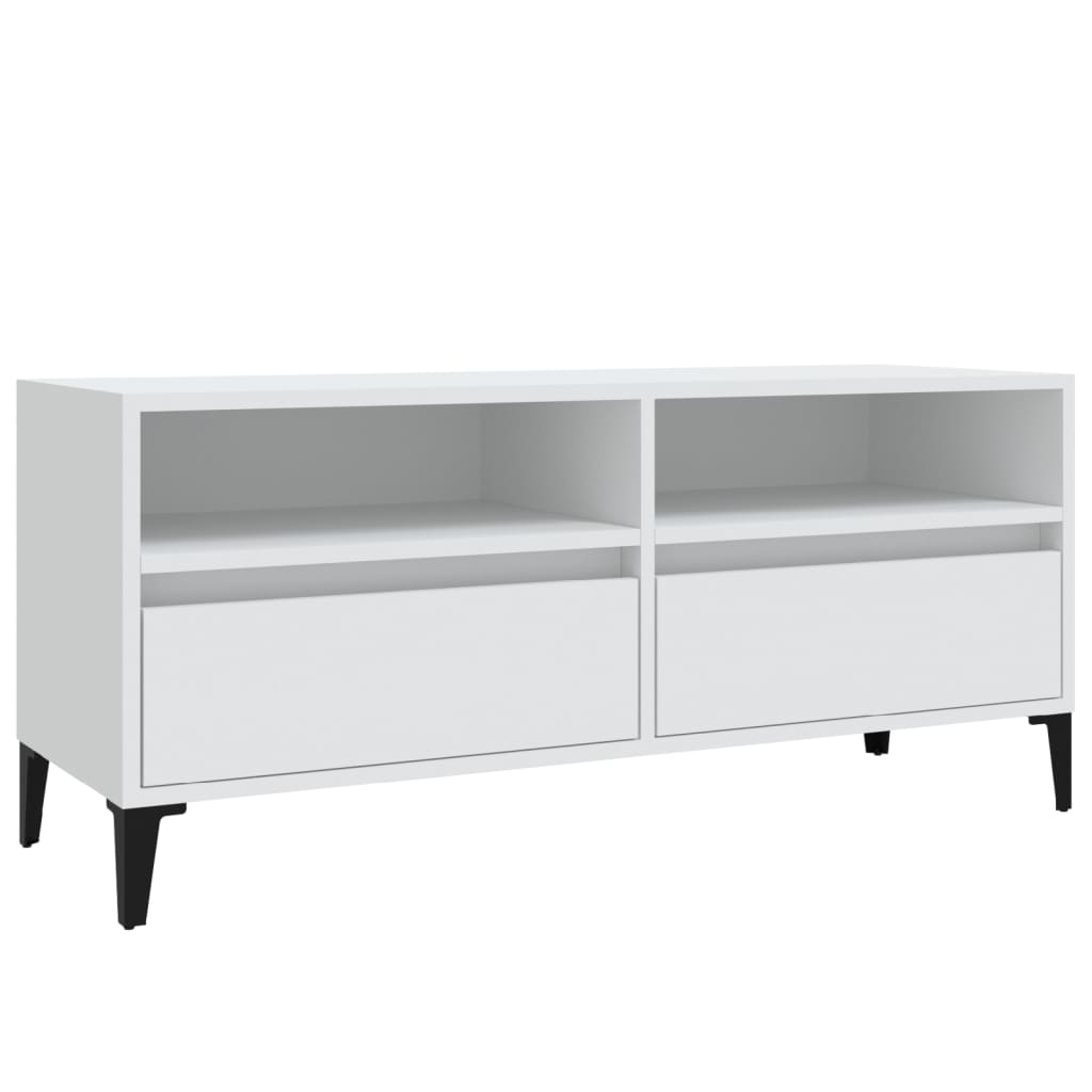 Tv-Benk Hvit 100X34,5X44,5 Cm Konstruert Tre