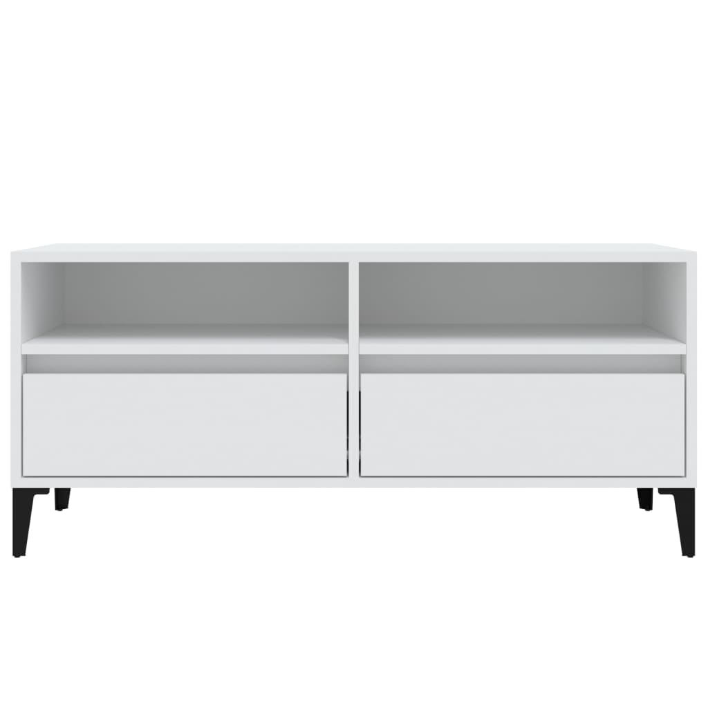 Tv-Benk Hvit 100X34,5X44,5 Cm Konstruert Tre