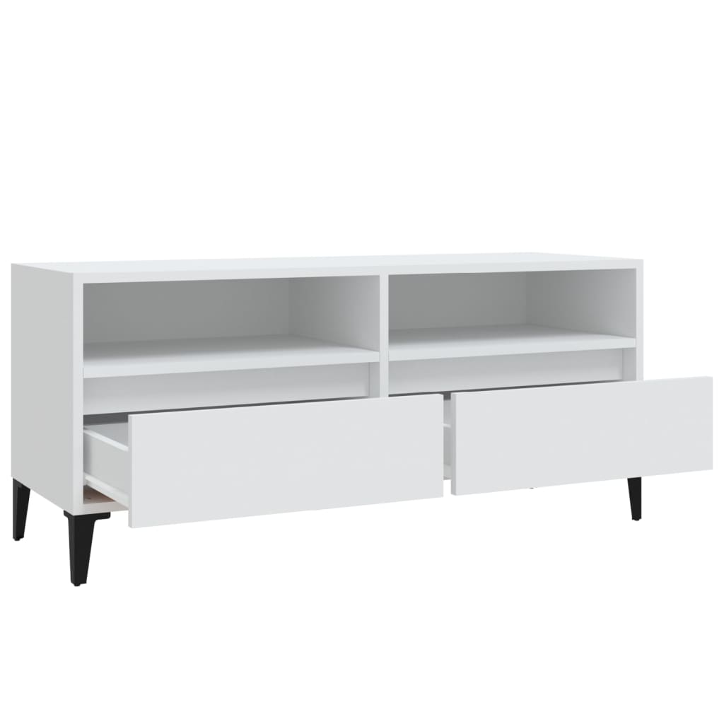 Tv-Benk Hvit 100X34,5X44,5 Cm Konstruert Tre