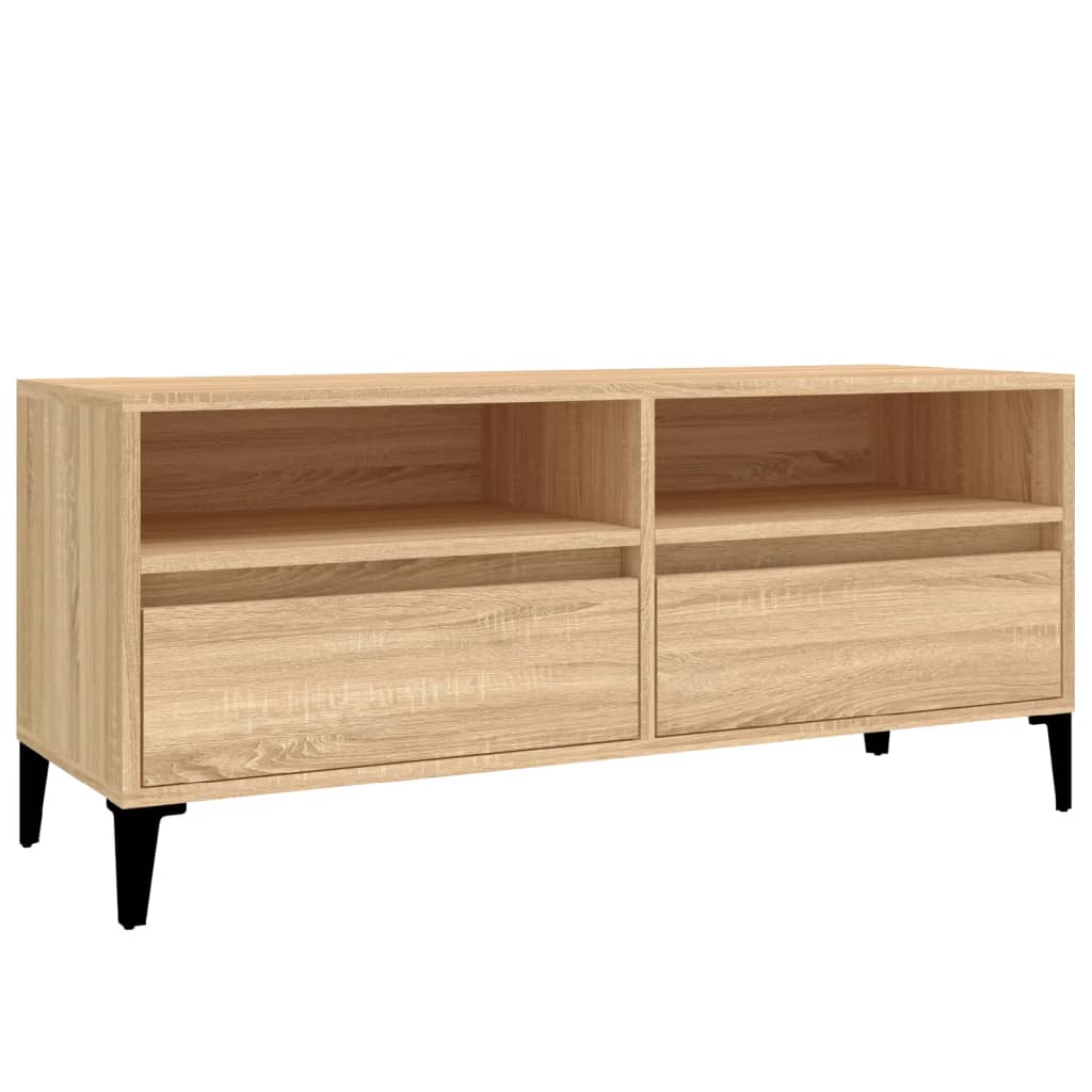 Tv-Benk Sonoma Eik 100X34,5X44,5 Cm Konstruert Tre