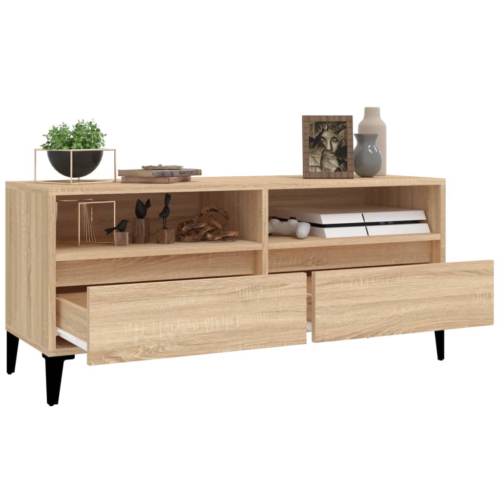 Tv-Benk Sonoma Eik 100X34,5X44,5 Cm Konstruert Tre
