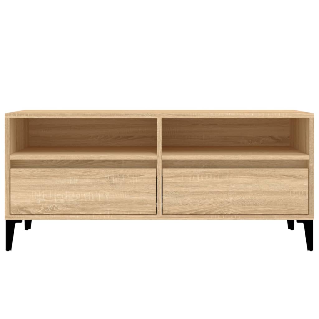 Tv-Benk Sonoma Eik 100X34,5X44,5 Cm Konstruert Tre