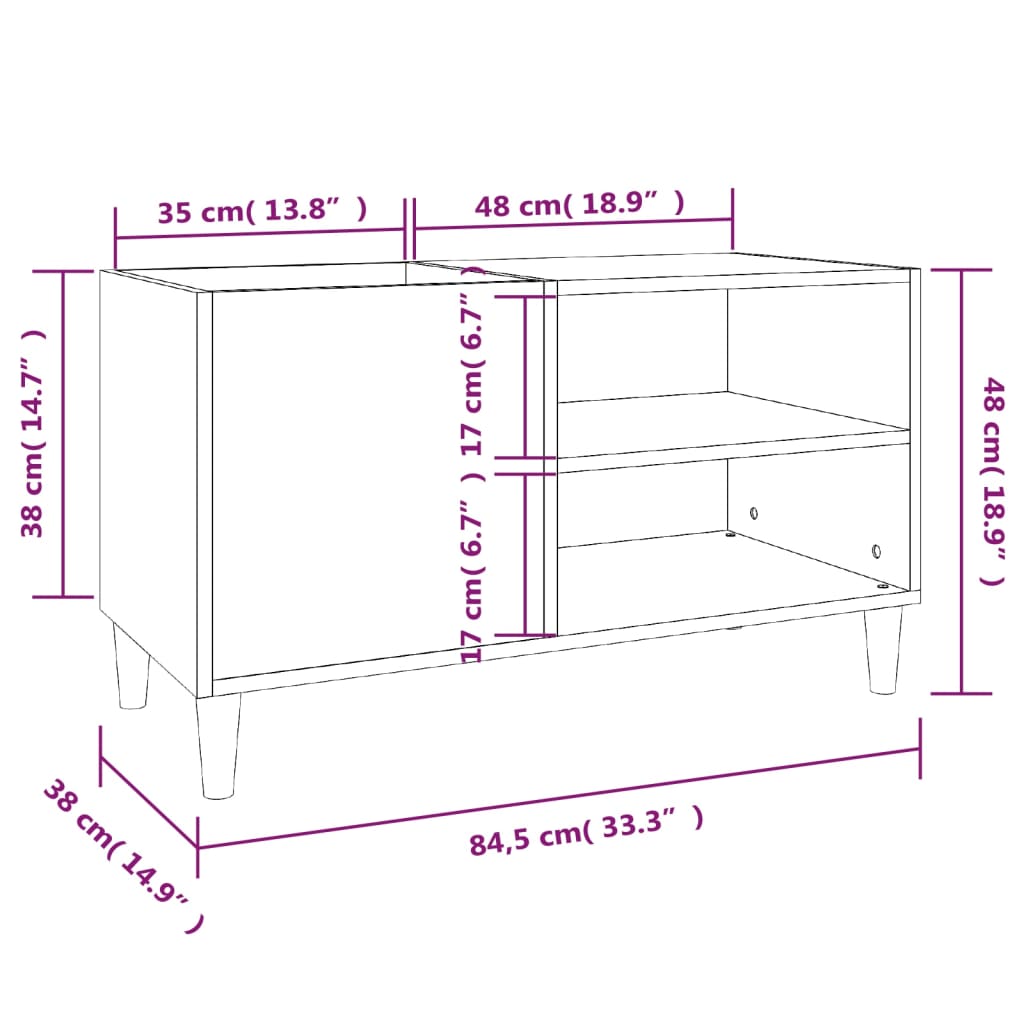 Hifi-Benk Hvit 84,5X38X48 Cm Konstruert Tre
