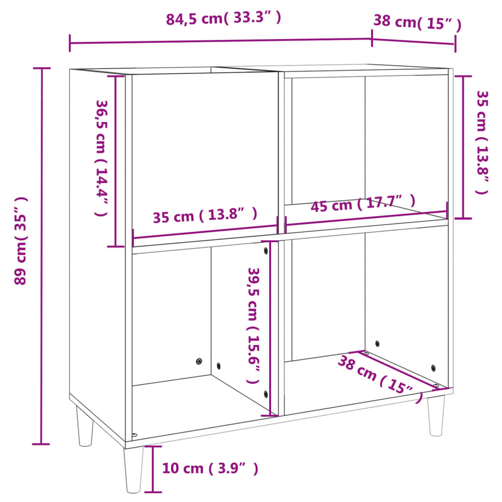 Hifi-Benk Brun Eik 84,5X38X89 Cm Konstruert Tre