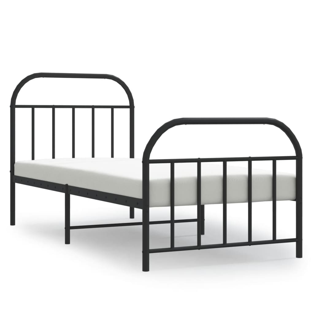 Sengeramme I Metall Med Hode- Og Fotgavl Svart 90X200 Cm