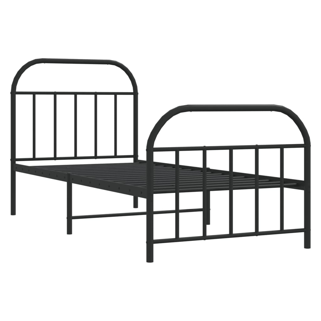 Sengeramme I Metall Med Hode- Og Fotgavl Svart 90X200 Cm