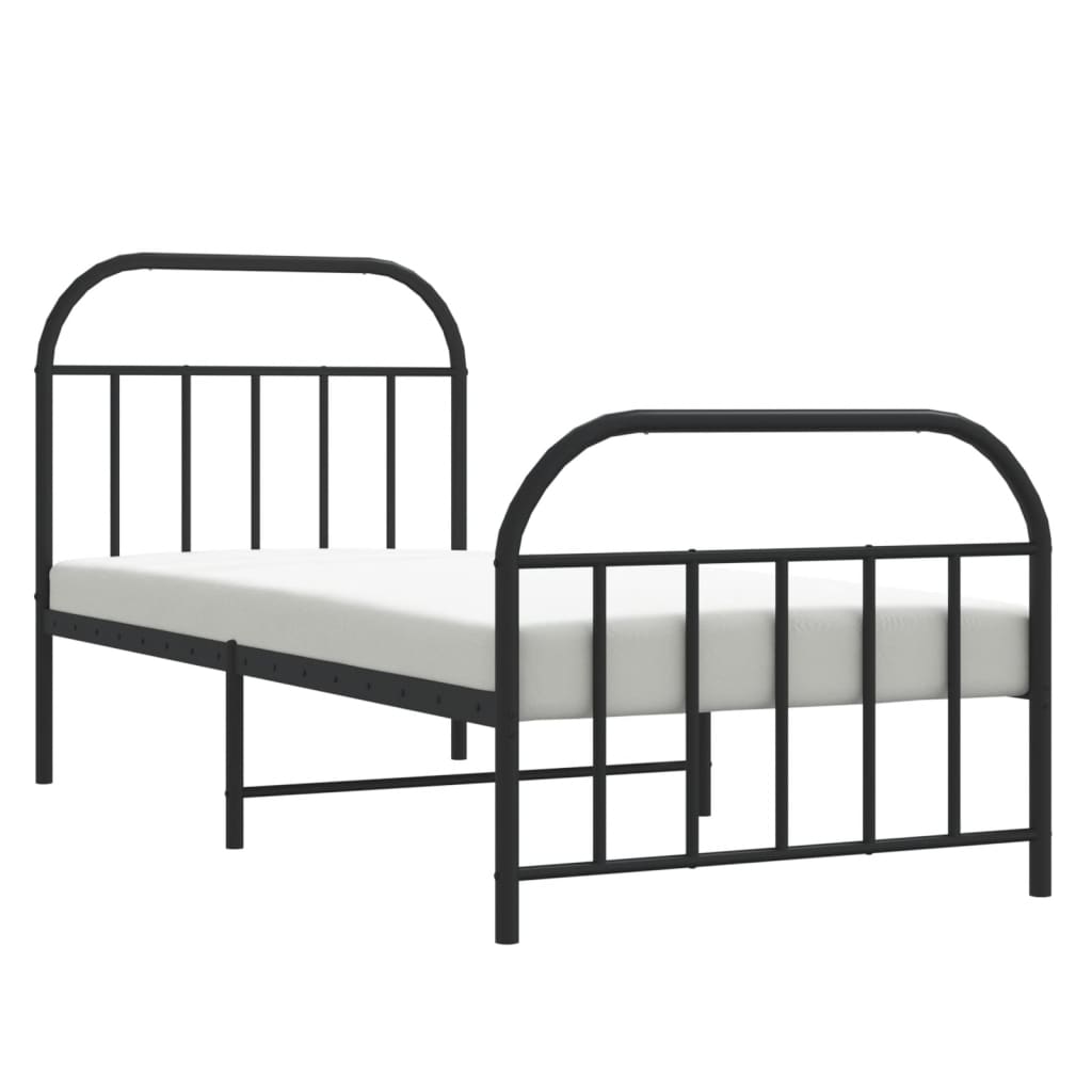 Sengeramme I Metall Med Hode- Og Fotgavl Svart 90X200 Cm
