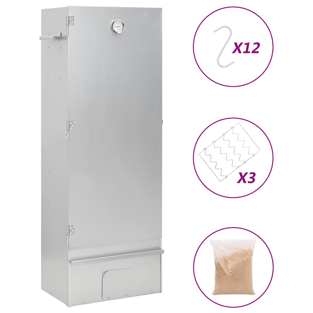 Røykgrill Med Treflis 44,5X29X110 Cm Galvanisert Stål