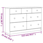 Kommode Alta Hvit 112X35X73 Cm Heltre Furu
