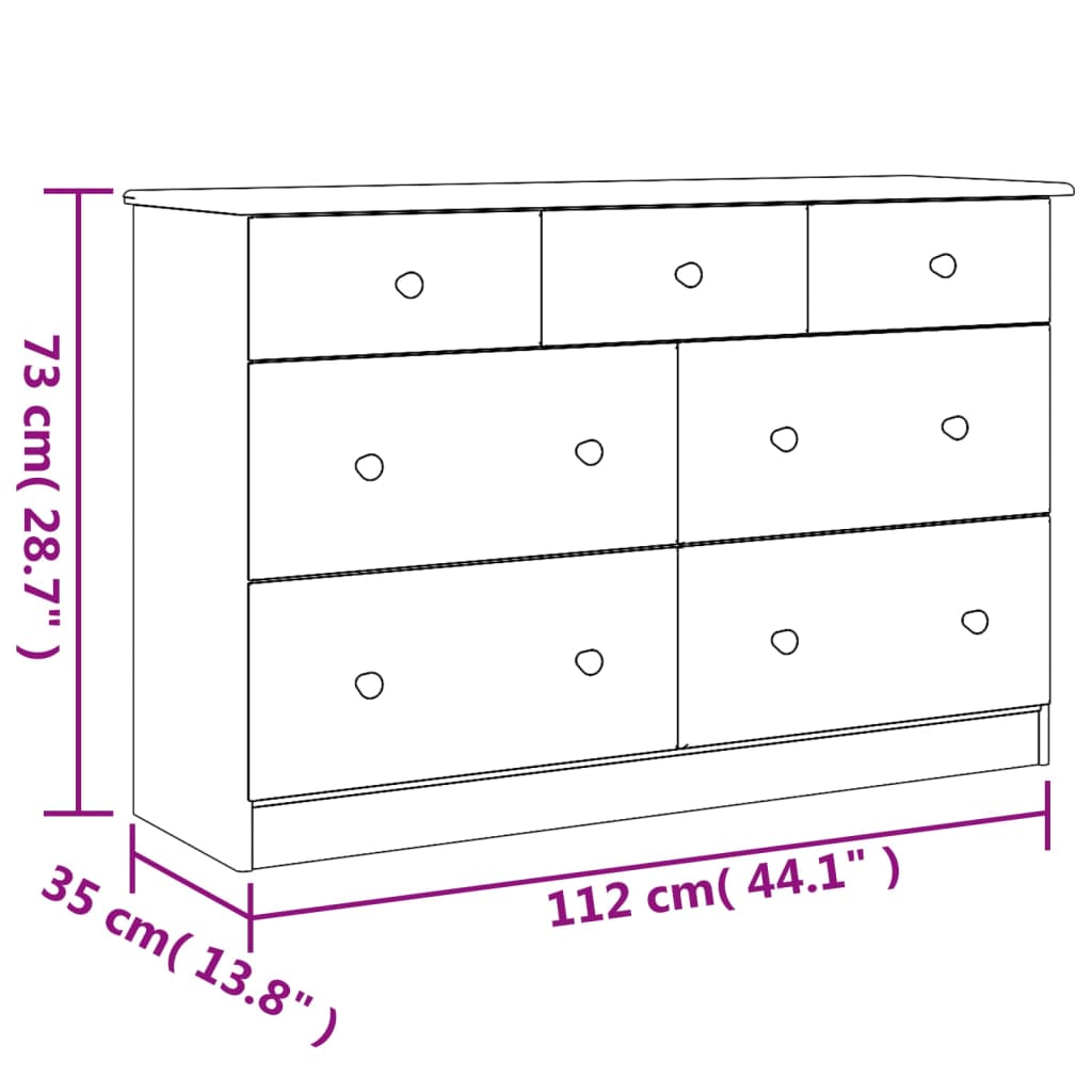 Kommode Alta Hvit 112X35X73 Cm Heltre Furu