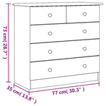 Kommode Alta Hvit 77X35X73 Cm Heltre Furu
