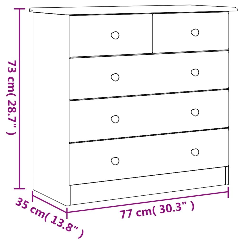 Kommode Alta Hvit 77X35X73 Cm Heltre Furu