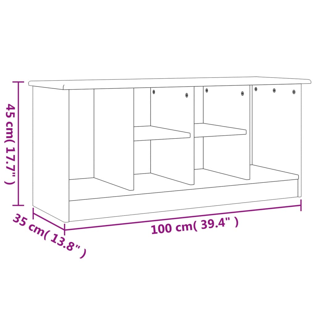 Skobenk Alta Hvit 100X35X45 Cm Heltre Furu