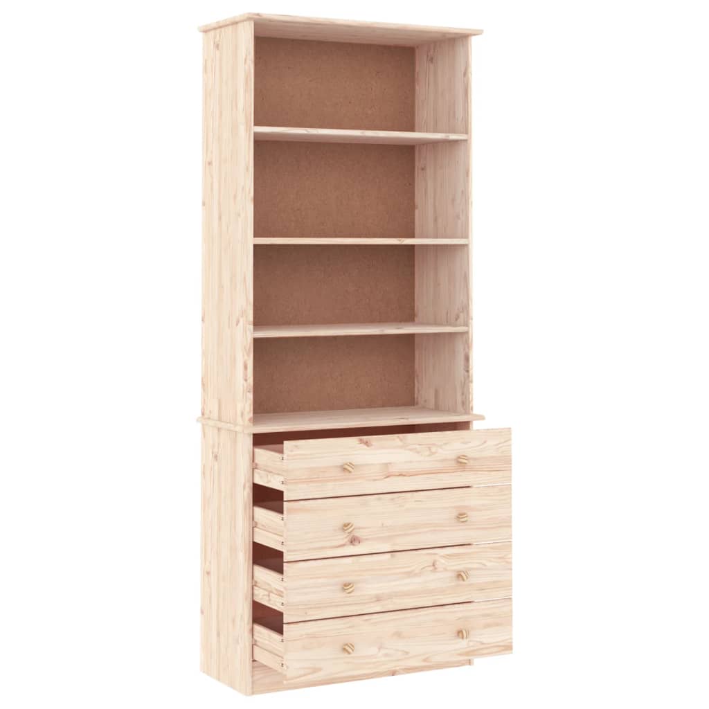 Bokhylle Med Skuffer Alta 77X35X186,5 Cm Heltre Furu