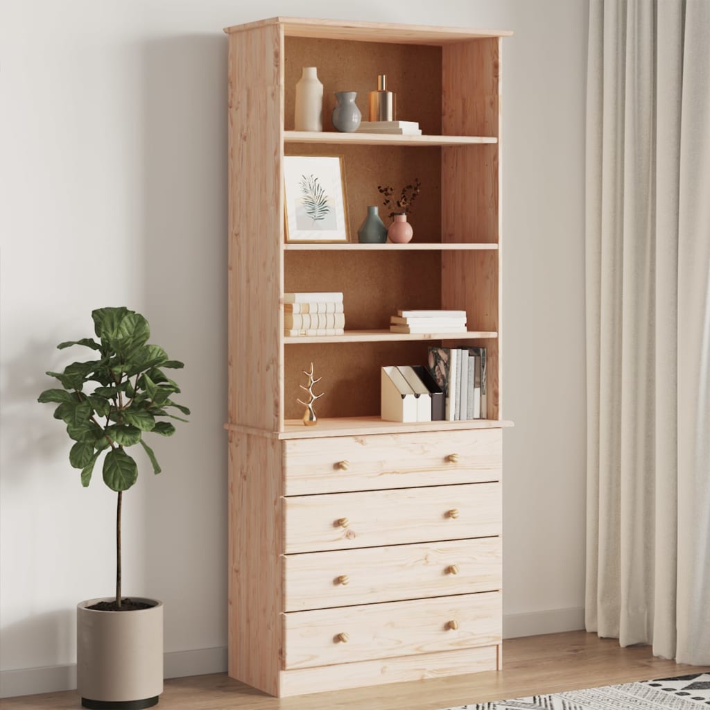 Bokhylle Med Skuffer Alta 77X35X186,5 Cm Heltre Furu