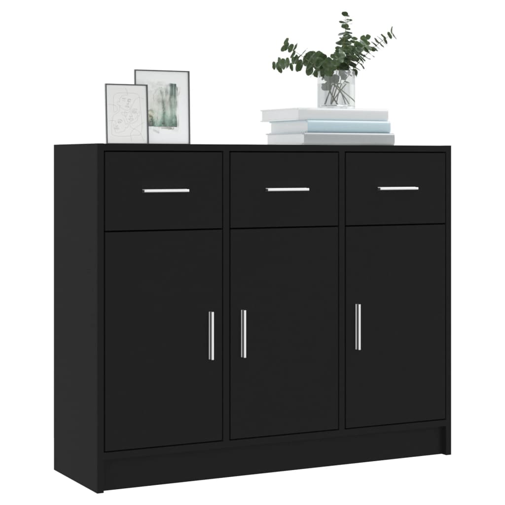 Skjenk Svart 91X28X75 Cm Konstruert Tre