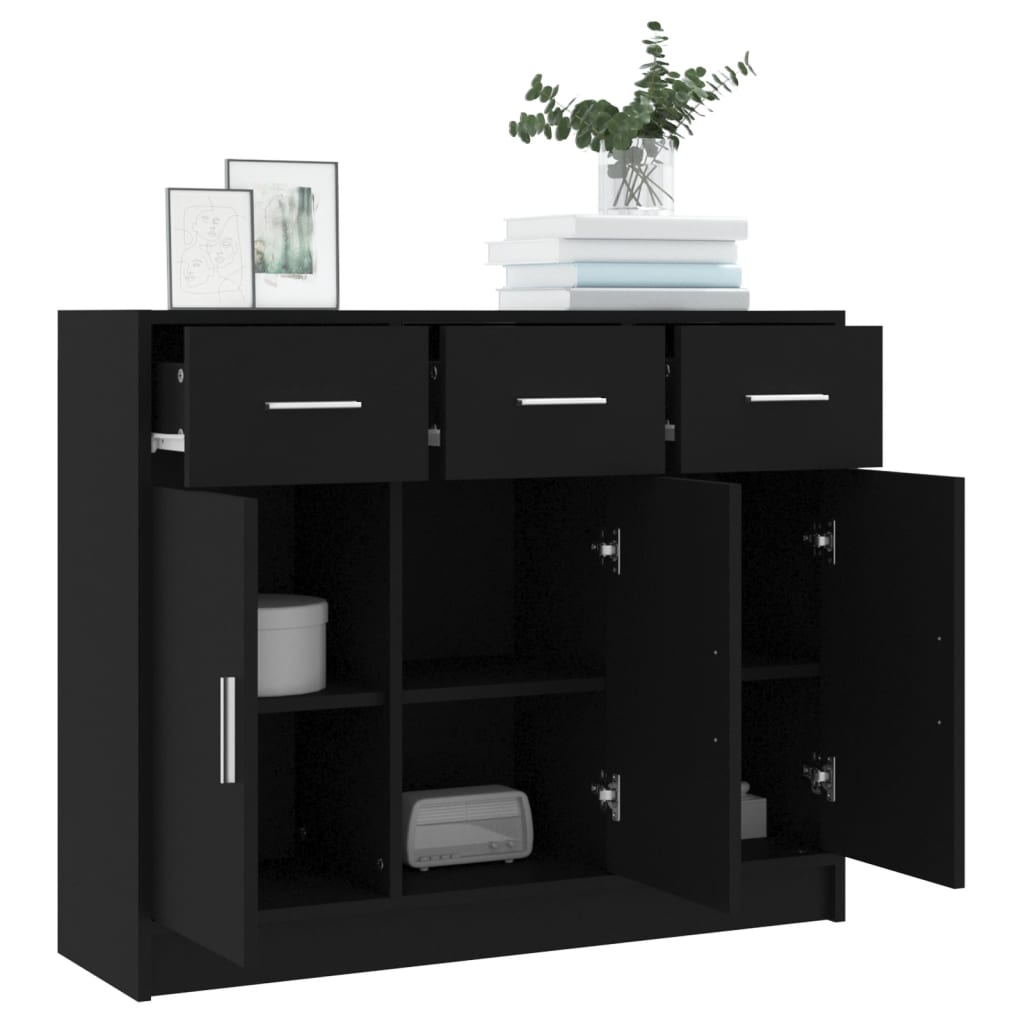 Skjenk Svart 91X28X75 Cm Konstruert Tre