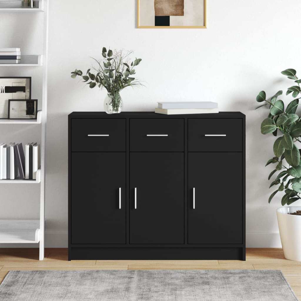 Skjenk Svart 91X28X75 Cm Konstruert Tre