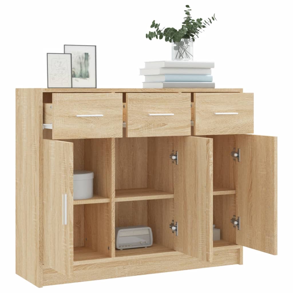 Skjenk Sonoma Eik 91X28X75 Cm Konstruert Tre