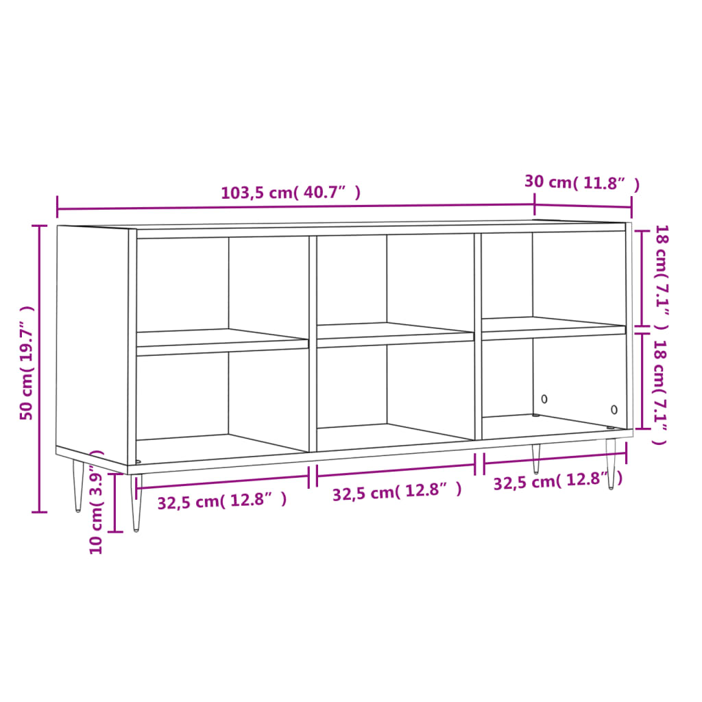 Tv-Benk Sonoma Eik 103,5X30X50 Cm Konstruert Tre