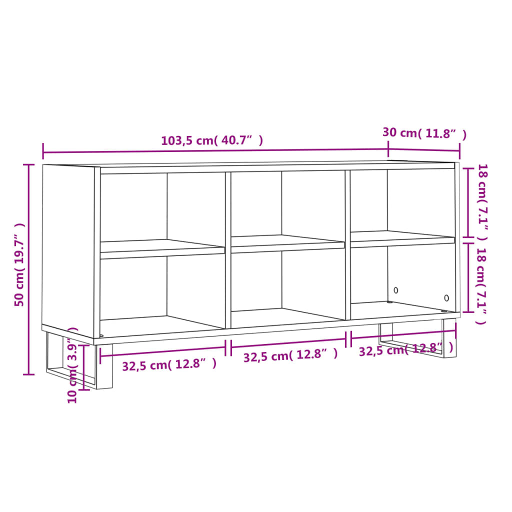 Tv-Benk Sonoma Eik 103,5X30X50 Cm Konstruert Tre