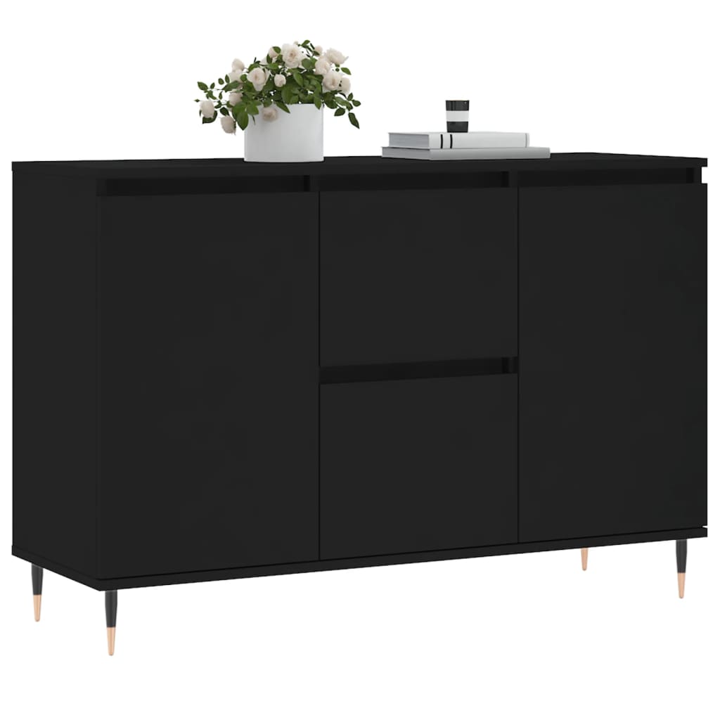 Skjenk Svart Eik 104X35X70 Cm Konstruert Tre