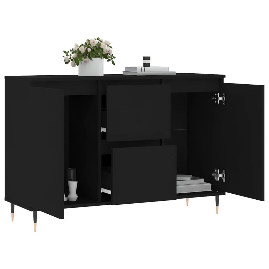 Skjenk Svart Eik 104X35X70 Cm Konstruert Tre